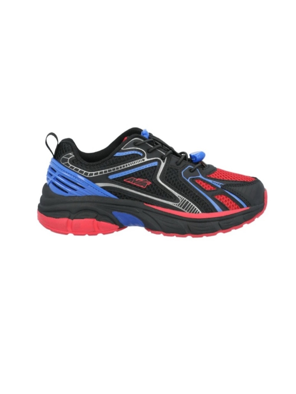 Avia Kids Black, Red & Blue Mesh Athletic Running Sneakers